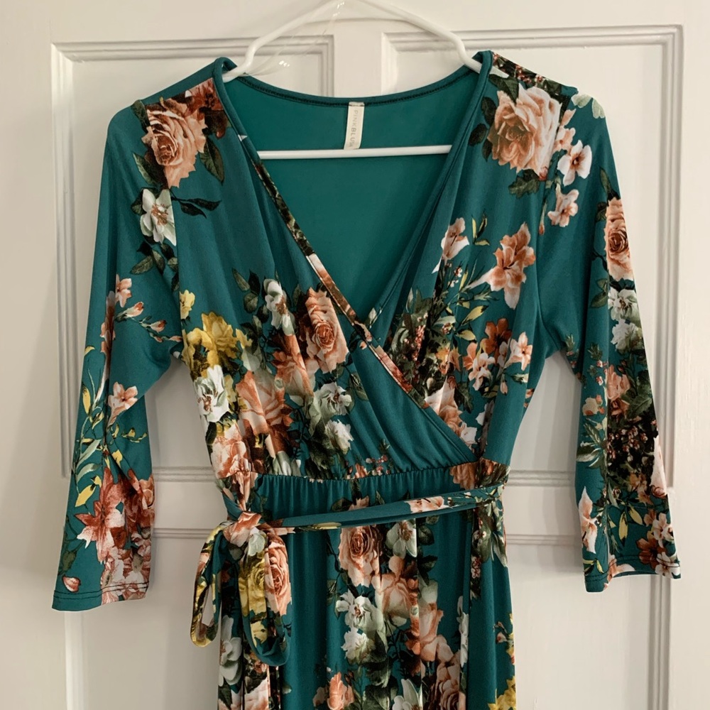 Pinkblush Floral Teal Maxi Dress - Picture 5 of 12